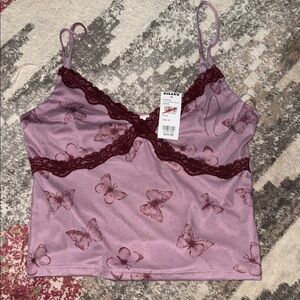 Tilly's Pink Butterfly Lace Trim Chemise